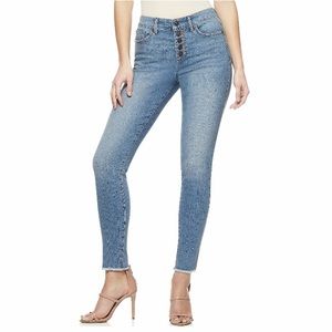 Sofia Vergara Rosa High Waisted Frayed Curvy Ankle Skinny Jeans EUC